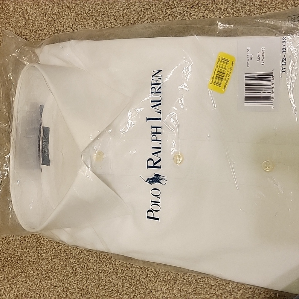Polo by Ralph Lauren white, long sleeved dress shirt. NWT.